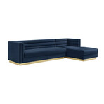 Anniston Velvet Upholstered Chaise Sectional Sofa // Right (Hunter Green)