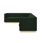 Anniston Velvet Upholstered Corner Sectional Sofa // Left (Hunter Green)