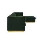 Anniston Velvet Upholstered Chaise Sectional Sofa // Right (Hunter Green)