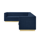 Anniston Velvet Upholstered Corner Sectional Sofa // Left (Hunter Green)