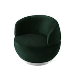 Kassandra Velvet Swivel Chair (Chrome Base + Hunter Green)