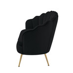 Abbigal Velvet Loveseat With Gold Legs (Black)
