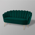 Abbigal Velvet Loveseat With Gold Legs (Black)