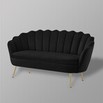 Abbigal Velvet Loveseat With Gold Legs (Black)