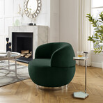 Kassandra Velvet Swivel Chair (Chrome Base + Hunter Green)