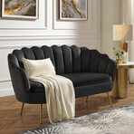 Abbigal Velvet Loveseat With Gold Legs (Black)