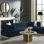 Anniston Velvet Upholstered Chaise Sectional Sofa // Right (Hunter Green)