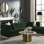 Anniston Velvet Upholstered Chaise Sectional Sofa // Right (Hunter Green)