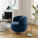 Kassandra Velvet Swivel Chair (Chrome Base + Hunter Green)