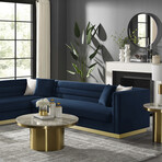 Anniston Velvet Upholstered Corner Sectional Sofa // Left (Hunter Green)