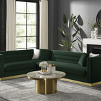 Anniston Velvet Upholstered Corner Sectional Sofa // Left (Hunter Green)