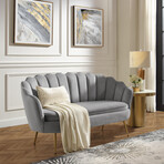 Abbigal Velvet Loveseat With Gold Legs (Black)