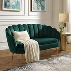 Abbigal Velvet Loveseat With Gold Legs (Black)