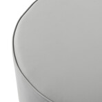 Apoplline Leather Cocktail Ottoman with Chrome Trim Base (Gray PU + Chrome)