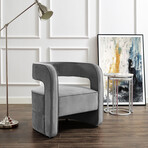 Neil Velvet Accent Chair Open Barrel Back (Gray)