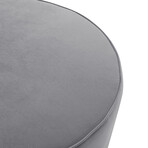 Apoplline Leather Cocktail Ottoman with Chrome Trim Base (Gray PU + Chrome)