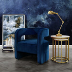 Neil Velvet Accent Chair Open Barrel Back (Gray)