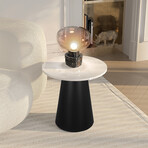 Zyler Marble Side Table (Black Base)