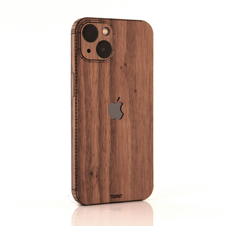 iPhone 14 Plus Wood Cover // Apple Cutout (Walnut)