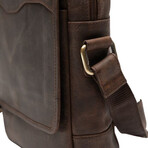 American Bison // Flapover Messenger w/ Front Zip // Brown