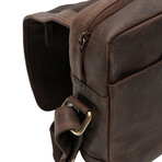 American Bison // Flapover Messenger w/ Front Zip // Brown