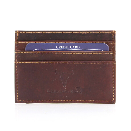 American Bison // Oil Pull Up Card Case w/ID // Brown