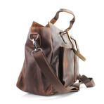 American Bison // Ziptop Totebag w/ Front Pockets // Brown