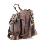 American Bison // Ziptop Totebag w/ Front Pockets // Brown