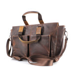 American Bison // Ziptop Totebag w/ Front Pockets // Brown