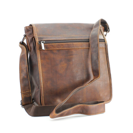 American Bison // Kara Leather Small Flapover Messenger // Brown