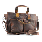 American Bison // Ziptop Totebag w/ Front Pockets // Brown