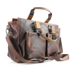 American Bison // Ziptop Totebag w/ Front Pockets // Brown