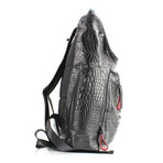 Rivet & Burr // Croc Embossed Backpack // Black