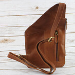 American Bison // Oil Pull Up Slim Crossbody // Brown