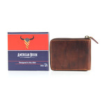 American Bison // Oil Pull Up Card Case + ID // Brown