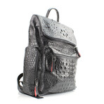 Rivet & Burr // Croc Embossed Backpack // Black