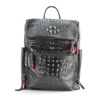 Rivet & Burr // Croc Embossed Backpack // Black