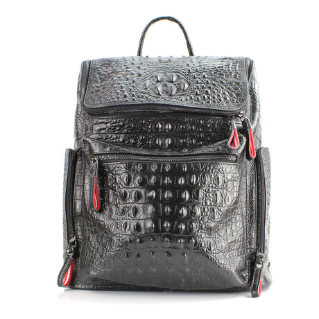 Rivet & Burr // Croc Embossed Backpack // Black