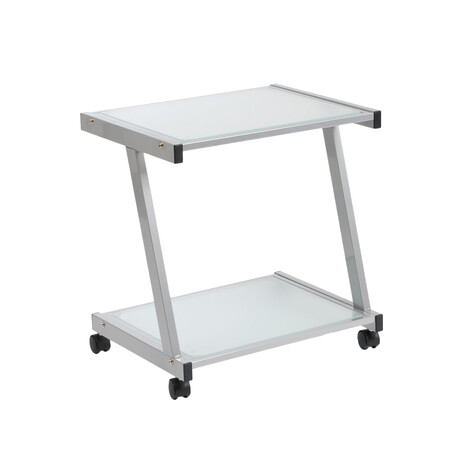 L-Series Printer Cart (Aluminum Color Finish + Frosted Glass)
