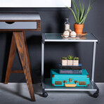 L-Series Printer Cart (Aluminum Color Finish + Frosted Glass)