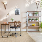 Dillon 40" Side Return (American Walnut Veneer + Brushed Stainless Steel Base)