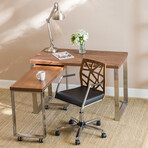 Dillon 40" Side Return (American Walnut Veneer + Brushed Stainless Steel Base)