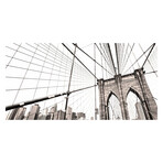 Retro Brooklyn Bridge Wall Mural (104"W x 104"H)