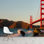 Golden Gate At Sunset Wall Mural (104"W x 104"H)