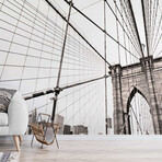 Retro Brooklyn Bridge Wall Mural (104"W x 104"H)