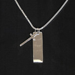 Dell Arte // 925 Sterling Silver Plate With Christian Cross + Chain // Silver