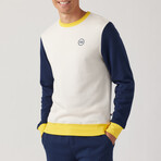 Color Block Pullover // Ecru + Blue + Yellow (L)