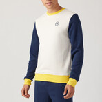 Color Block Pullover // Ecru + Blue + Yellow (L)