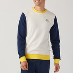 Color Block Pullover // Ecru + Blue + Yellow (L)
