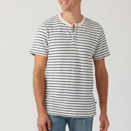 Capri Stripe Short Sleeve Henley // Natural (XS)